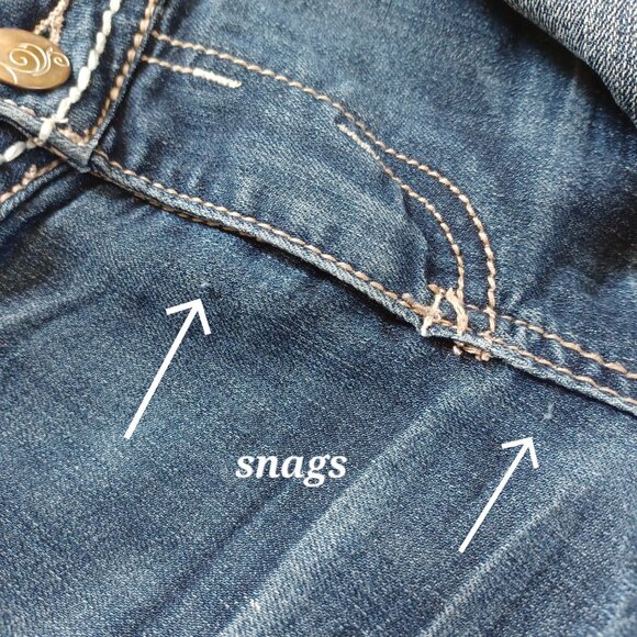 Twentyone Black Rue 21 Blue Jeans Straight Leg Dark Wash Embellished Size 9/10 - Picture 11 of 16